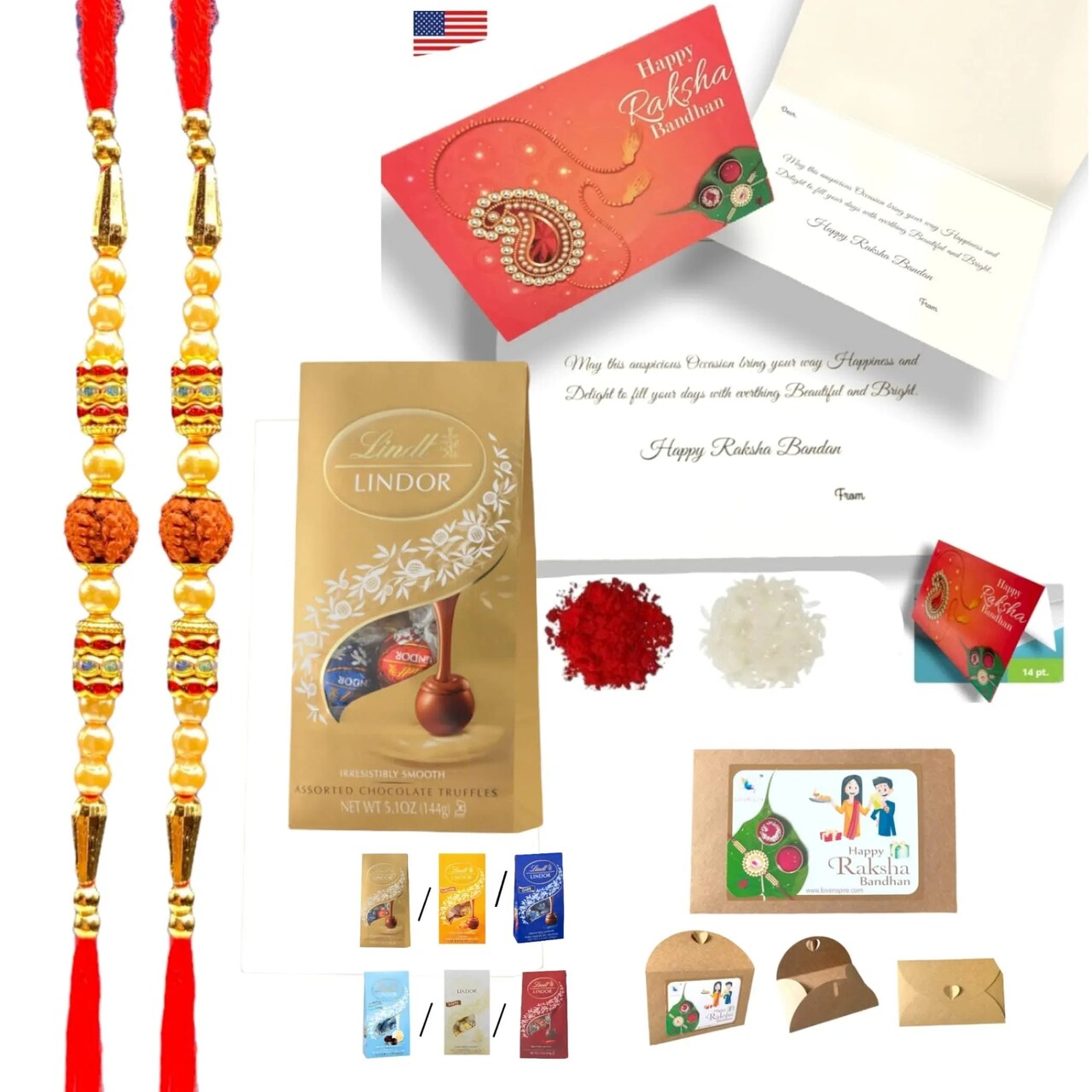 Rakhi for Brother Rudraksh Rakhi Raksha Bandhan Gifts Traditional Ferro-Roher/Ghirdalli/Kitket Rakhi Gift Hamper Bracelet for Brother Sister Bhabhi - Perfect for Celebration